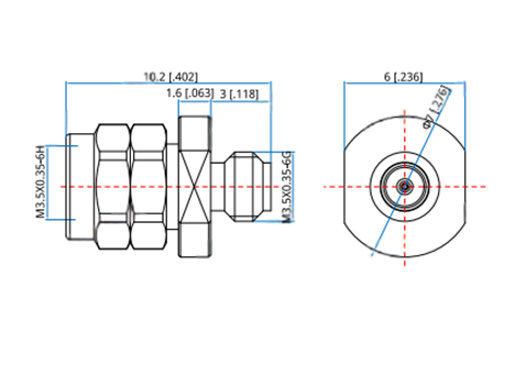 Coaxial Adaptor 0.8mm (M) to 0.8mm (F)