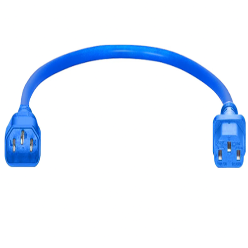 1ft (0.3m) 14AWG 250V/15A Power Extension Cord, Blue