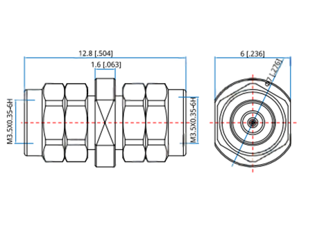 Coaxial Adaptor 0.8mm (M) to 0.8mm (M)